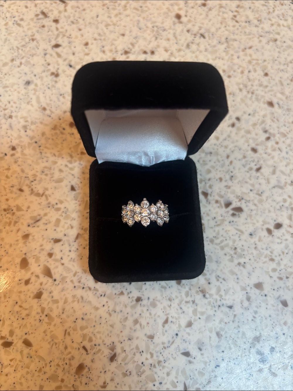 Sparkling Cubic Zirconia Floral Band Ring in Silver